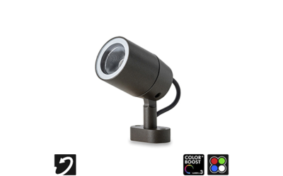 Designplan. SPY 70 RGBW LED Floodlight, Color Boost® Technology, Ø2.8'' x 4 heights with base, 9W, 598 lm, IP66.