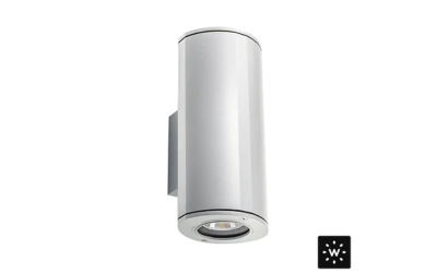 Designplan. Mok Mini Wall Double LED Surface Mount, Ø4.3'' x 7.9'', 11W per beam, 1530 lm, IP66, IP68.