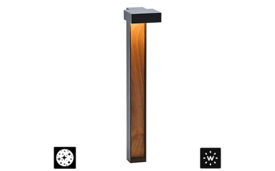 Designplan. Klimpt Wood LED Bollard, Real Teak or Simulated Wood, 24.0'' or 36.0'' h, 20W, 1356-1565 lm, IP65.