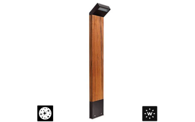 Designplan. Plin Wood 1.2 LED Bollard, Weather-Resistant Teak, 31.5'' h, 12W, 558 lm, 24VDC, IP65/
