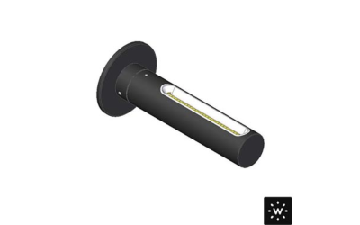 Designplan. Muse Capsule Wall, Single or Double Beam, Ø1.4'' x 6.7'', 5W / 600 lm per beam, IP65.