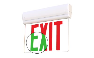 Exitronix. P900U-RG. Field-Switchable Red/Green LED Edge-Lit Thermoplastic Exit Sign.