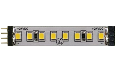 PureEdge Lighting. SSB. HIGH OUTPUT STRIP, STATIC WHITE 24VDC WITH PINS & SOLDERED LEADS.