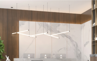 PureEdge Lighting. SSVR. SOLINA VERTEX SUSPENSION 24VDC, REMOTE POWER, STATIC WHITE & WARM DIM.