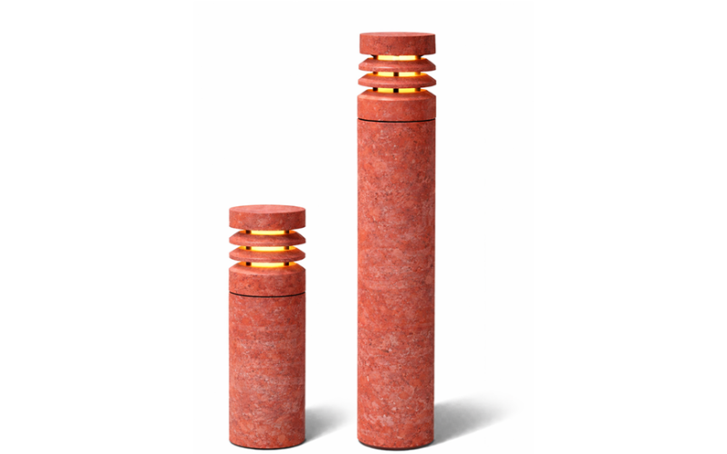 Bullard Bollards. BB-7172-ML. Mr. Red Travertine Bollard Collection.