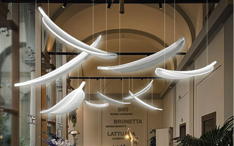 Bullard Bollards. BB-LPBNN-SD. Banana Leaf Outdoor Pendants / Catenary System.