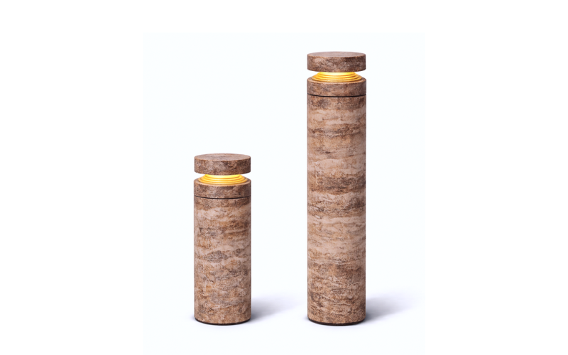 Bullard Bollards. BB-7179-ML. Mr. Silver Travertine Bollard Collection.