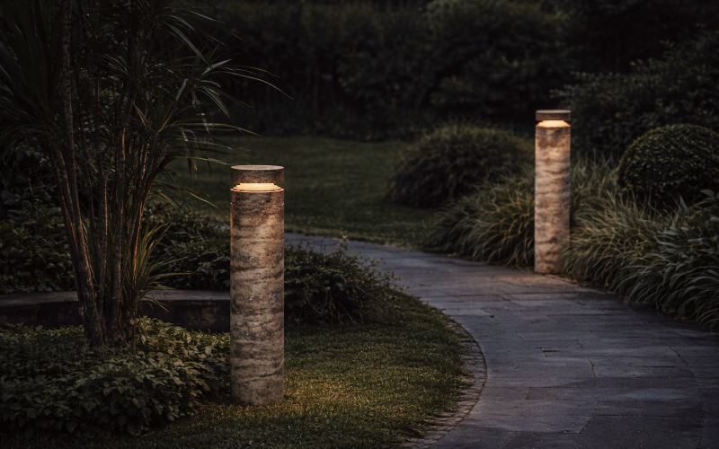 Bullard Bollards. BB-7179-ML. Mr. Silver Travertine Bollard Collection.