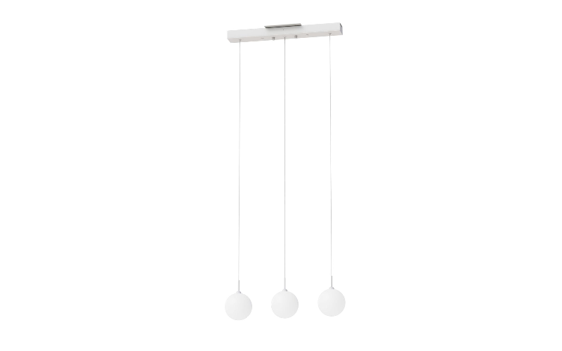 LWA. 22” Linear MultiPort Fixture 5” White Glass Pendant Level Pattern. by Blackjack Lighting