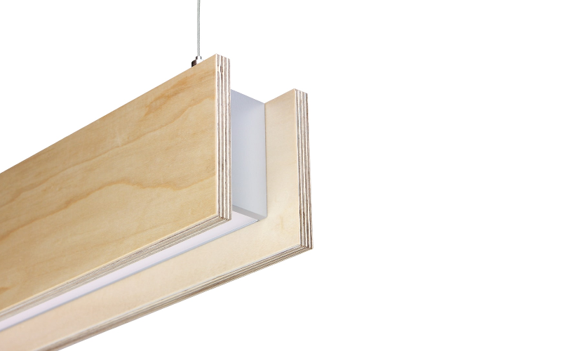 Bartco Lighting. REAL80. FAUX|REAL 2” wide aperture LED luminaire with flush lens, real wood cladding.