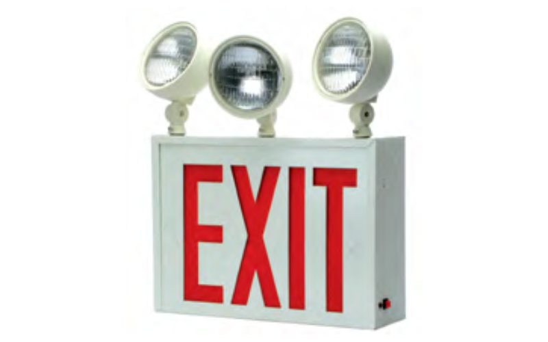 Chloride. SCLRW3. SCL series Exit/Emergency LED die-formed steel exit/unit combo, NYC Approved 8'' letters.
