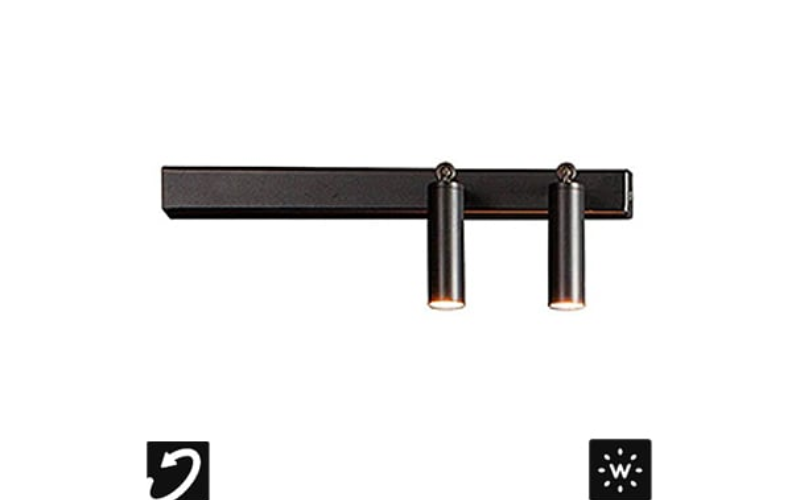 Designplan. Cilindro 2X Su Barra LED Wall Mount, 3W per beam, Ø1.2'' x 3.9'' head, 375 lm, IP20.