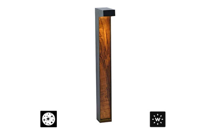 Designplan. KL4 Wood LED Bollard, Real Teak or Simulated Wood, 2 heights, 30W, 2142-2349 lm, IP65.
