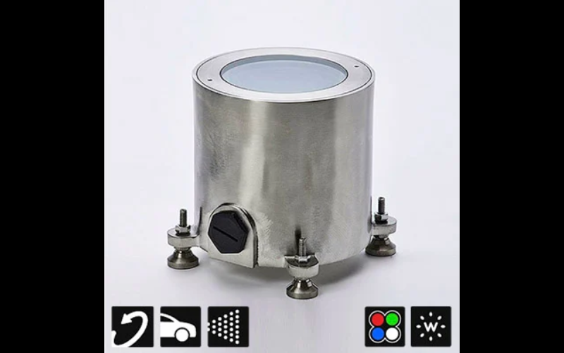 Designplan. C5X Adj. Wet Label In-Grade Uplight, Ø5.8, 10W-Static / 12W-RGBW, Driveover, IP68, IP69.