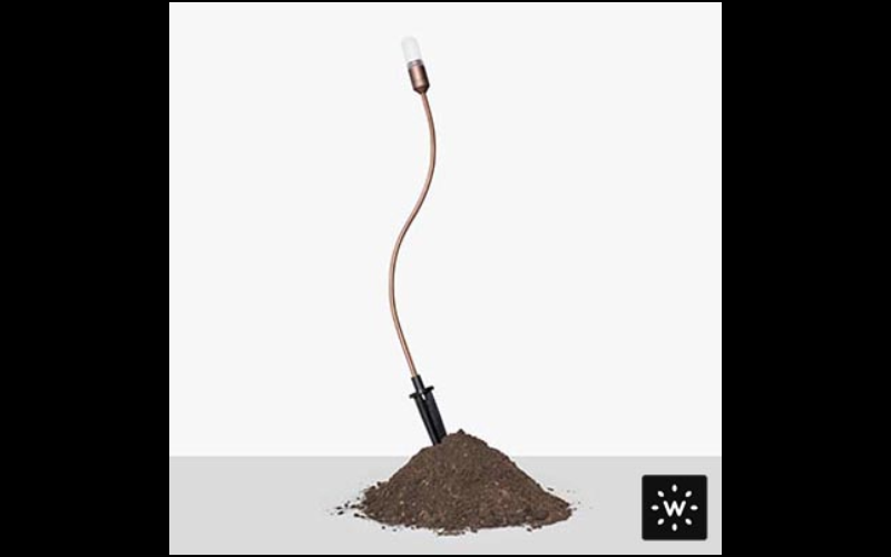 Designplan. Muse Stilla Deco Copper LED Floor or Ground Bollard, Ø1.4'' x 4.9'', Stem: 39.4