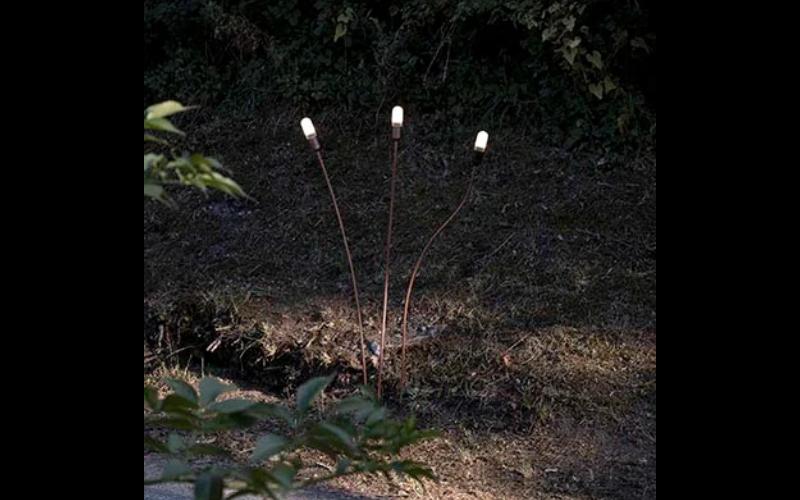 Designplan. Muse Stilla Deco Copper LED Floor or Ground Bollard, Ø1.4'' x 4.9'', Stem: 39.4