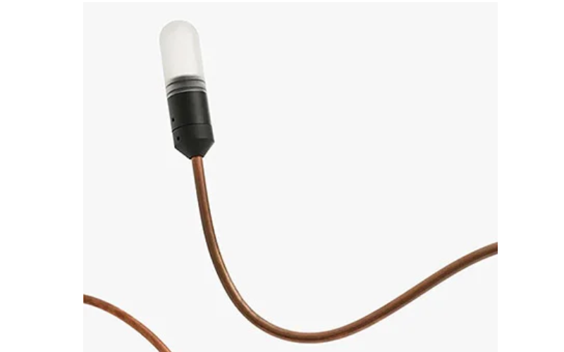 Designplan. Muse Stilla Deco Copper LED Floor or Ground Bollard, Ø1.4'' x 4.9'', Stem: 39.4