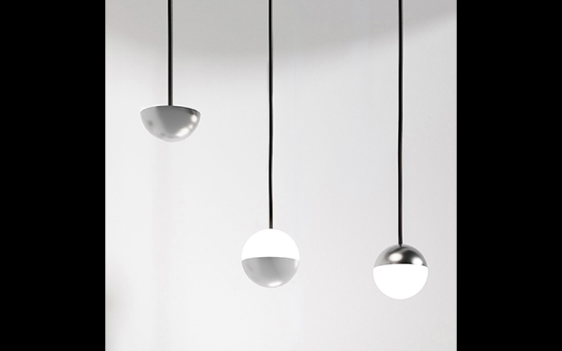 Designplan. Do S 2 LED Pendant, Stainless Steel, Ø1.8'' x 3 cable lengths, 1W, 81 lm, IP66.