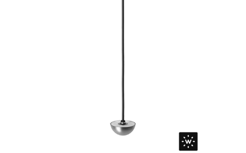 Designplan. Re S 1 LED Pendant, Stainless Steel, Ø1.8'' x 1.0'', 3 cable lengths, 1W, 75 lm, IP66.