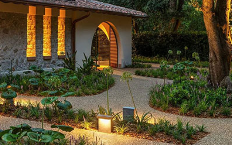 Designplan. Ulisse LED Bollard, Cardoso Stone, 9.8'' x 11.8'' h, 10W, 468 lm, IP66.