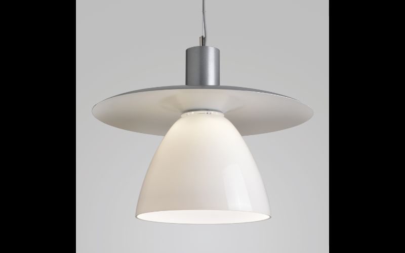 Delray Lighting. AL2297. Aspect metal LED pendant with glass shade.