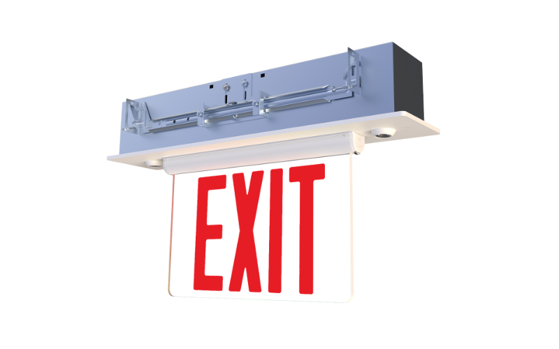 Exitronix. P900C-RG. Field-Switchable Red/Green LED Edge-Lit Thermoplastic Combo Exit Sign.