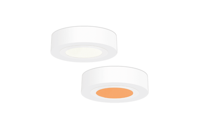Kirlin Lighting. LSR-12493. Latitudes Series Ambient+ Super Shallow 12'' x 4'' Cylinder Downlight Two Color Switchable or Static Color LED.