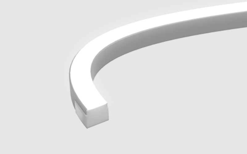 LLI Architectural Lighting. LLI-N5.3W. STATIC WHITE LED NEON (FIELD CUTTABLE) - 24V Square Profile / Side Bending / Silicone (SS63) / IP20.