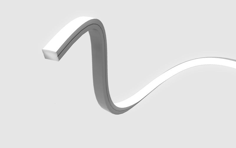 LLI Architectural Lighting. LLI-N5.3W. DUAL BEND STATIC WHITE LED NEON - 24V Square XL Profile / Dual Bending / Silicone (SD79) / High Output.