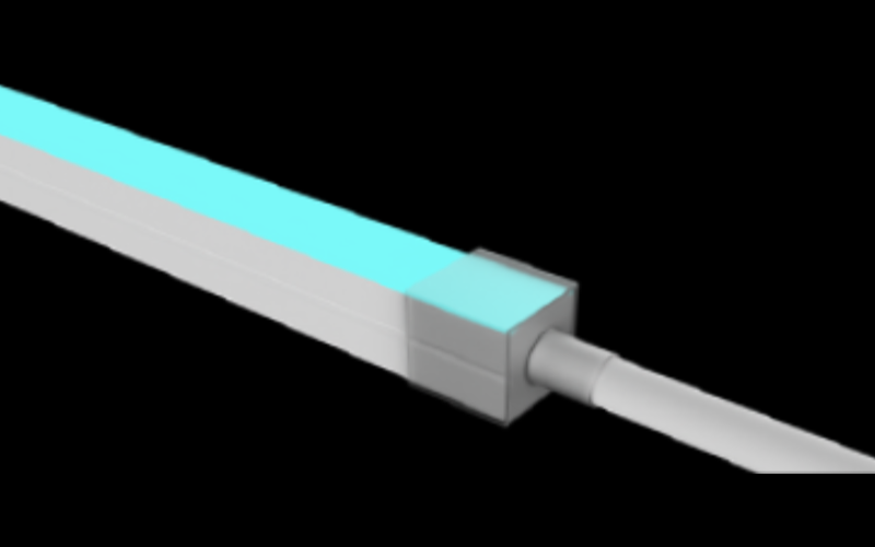 LLI Architectural Lighting. LLI-N5.3W. COLOR CHANGING RGB LED NEON (FIELD CUTTABLE) - 24V Square Profile / Side Bending / Silicone (SS63).