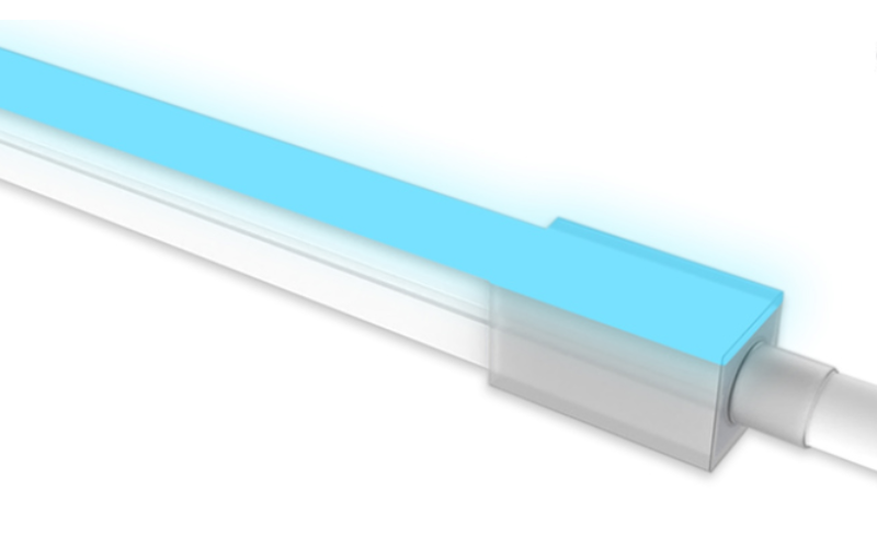 LLI Achitectural Lighting. LLI-N5.3W. COLOR CHANGING RGB LED NEON - 24V Square Profile / Side Bending / Silicone (SS63).