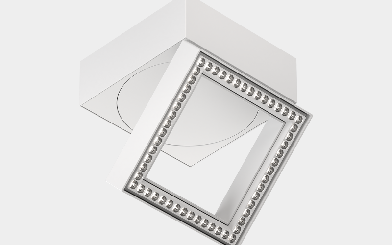 Luminii. SQD. STENOS Square 6 Inch Surface Adjustable Downlight.