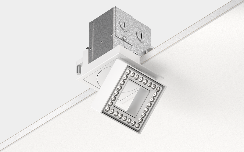 Luminii. SQD. STENOS Square 4 Inch Recessed Adjustable Downlight.