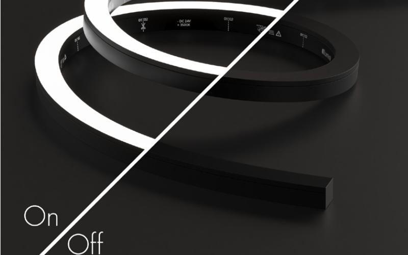 KBLFHBL. Kurba Large Horizontal Black Lens Bendable. by Luminii