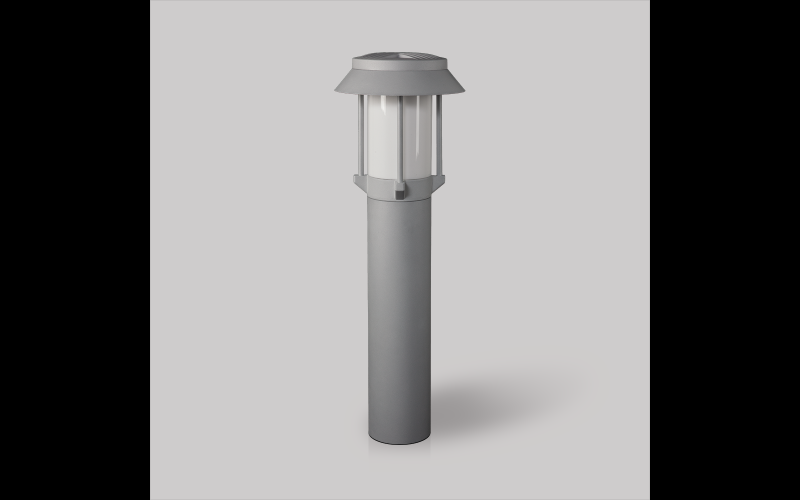 Luminis. EC630. Eclipse Mini Ø6'' bollard with 4 struts and acrylic diffuser.