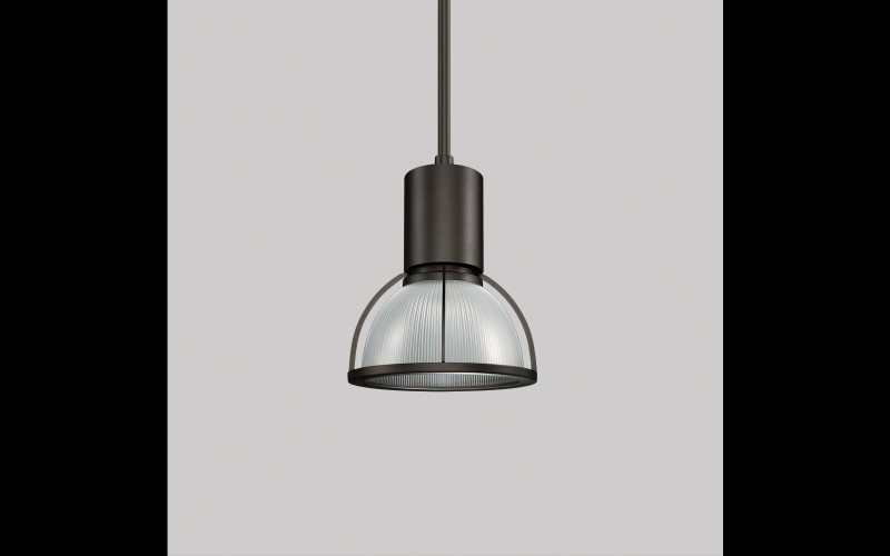 Luminis. PR1282. Prisma Ø12'' pendant with diffused prismatic refractor and 4 side arms.