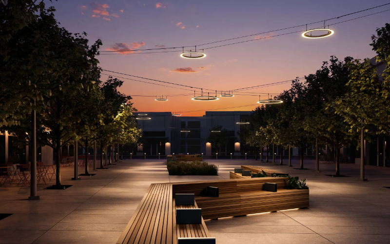 Landscape Forms. CQ800. Typology Catenary Ring Light.