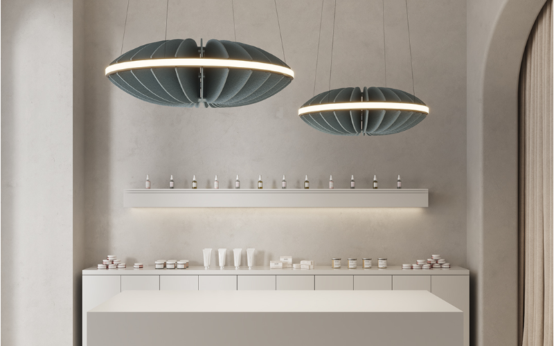 Lumenwerx. FOLCALP/FOLCASP/FOLBELP/FOLDAHP. FOLIA ACOUSTIX PENDANT STATIC WHITE.