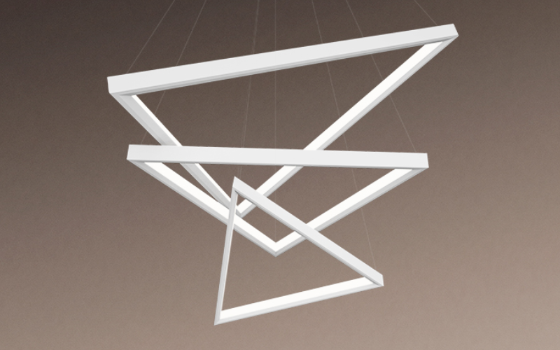 RIMMP. RIM MULTIPLE TRIANGLE & HEXAGON PENDANT STATIC WHITE. by Lumenwerx