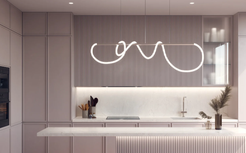 PureEdge Lighting. FPP. FLOW PIPE SUSPENSION STATIC WHITE & WARM DIM 24VDC, CENTER FEED WITH POWER.