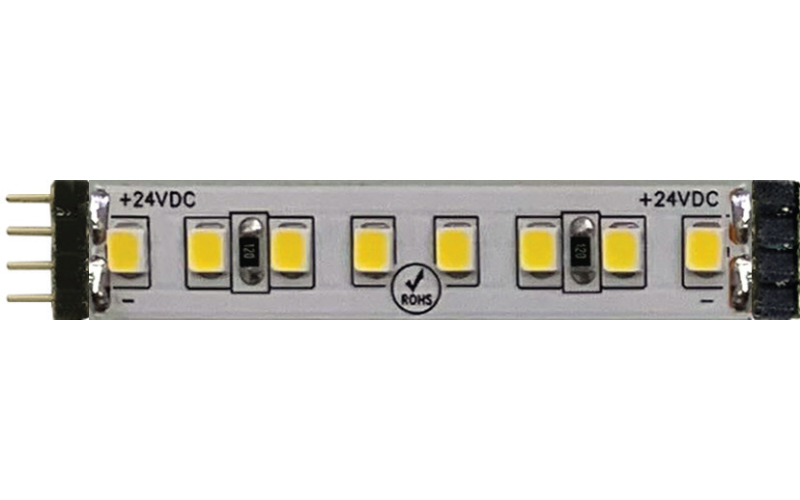 PureEdge Lighting. SSB. HIGH OUTPUT STRIP, STATIC WHITE 24VDC WITH PINS & SOLDERED LEADS.