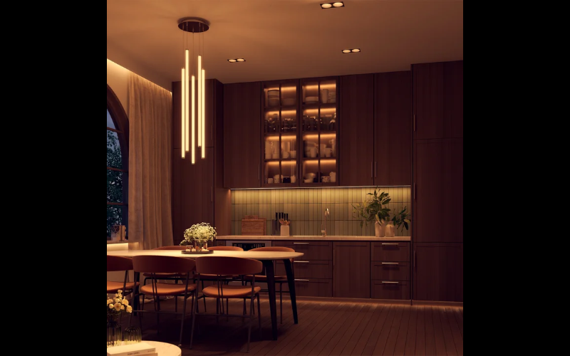 PureEdge Lighting. 3SVP. SOLINA 360 MULTIPOINT TUNABLE WHITE 24VDC, VERTICAL PENDANT, POWER IN CANOPY.