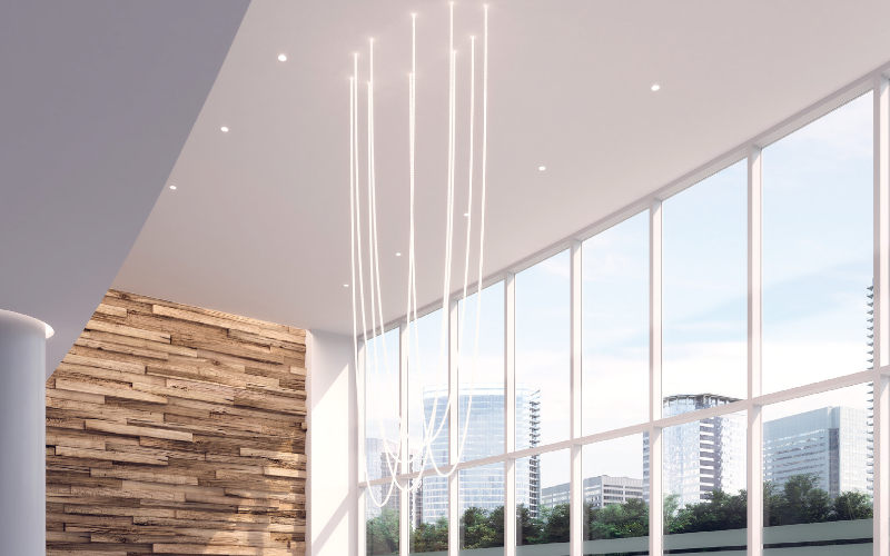 PureEdge Lighting. W. TRAPEZE WAVE CHANDELIER OVAL 24VDC, STATIC WHITE, WARM DIM, TUNABLE WHITE, & TRUCOLOR.