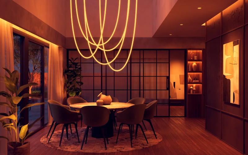 PureEdge Lighting. W. TRAPEZE WAVE CHANDELIER OVAL 24VDC, STATIC WHITE, WARM DIM, TUNABLE WHITE, & TRUCOLOR.