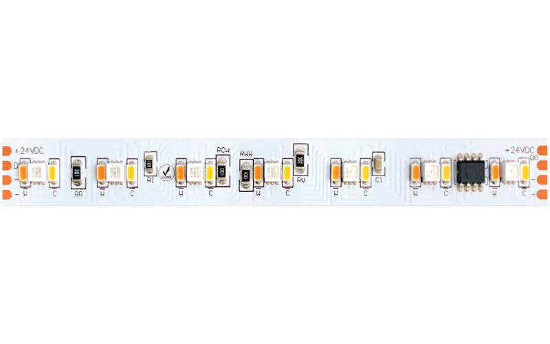 PureEdge Lighting. SS5. DIGITAL SOFT STRIP, RGB + TUNABLE WHITE 24VDC WITH PINS AND LEADS.