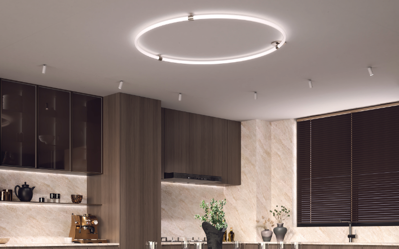 PureEdge Lighting. HCDP. SOLINA 360 HOOP CEILING 24VDC WITH POWER, STATIC WHITE & WARM DIM.