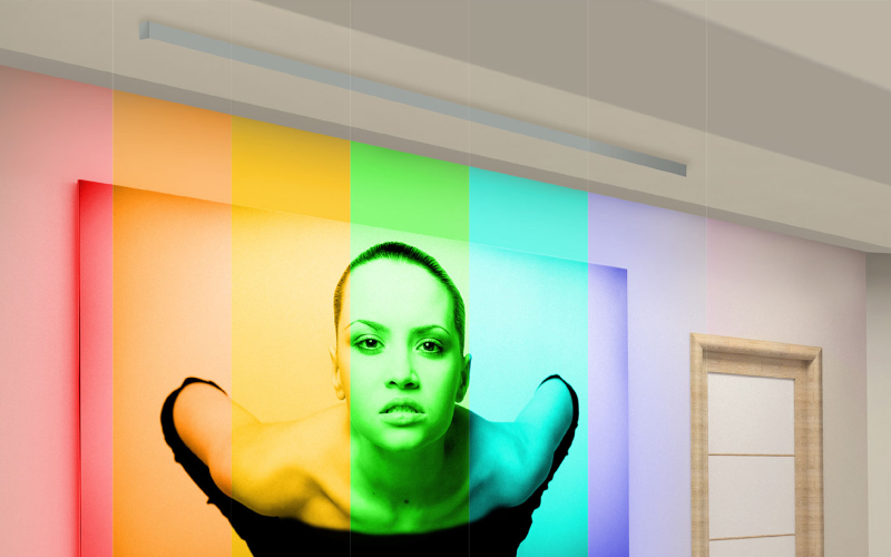 CCWG. CIRRUS CEILING WALL WASH WITH GLARE SHIELD REMOTE POWER, RGB