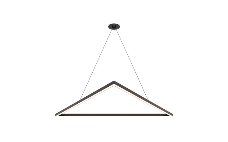 Pure Edge Lighting. CSD. CIRRUS MIYO TRIANGLE WITH LIT CORNERS 24VDC LED MAKE-IT-YOUR-OWN SUSPENSION, STATIC WHITE & WARM DIM.
