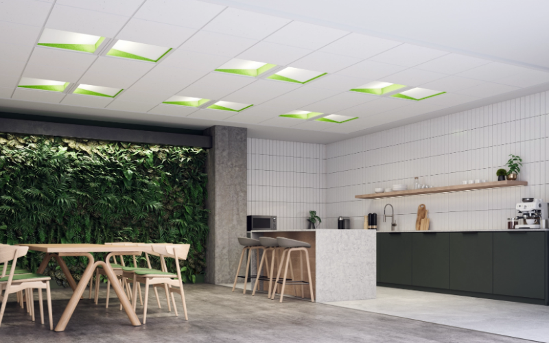 A-Light. LEAN. 2x2 Acoustic Lay-in luminaire with Patented Design.