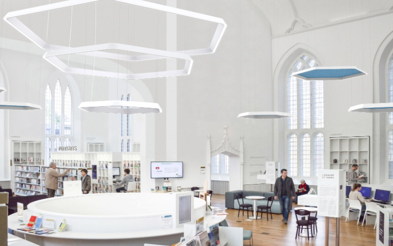 A-Light. RLY. Relay Angled Pendant System for Seamless Low-glare Shapes.